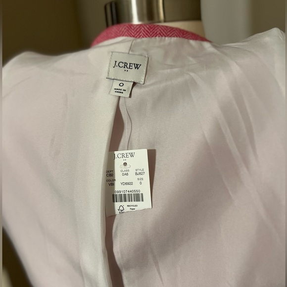 J. Crew Factory Pink Herringbone Blazer Jacket - Size 0 - Picture 7 of 7